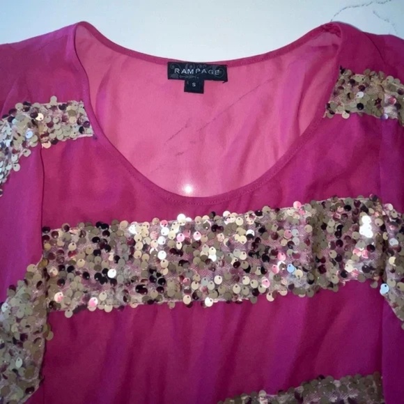 Rampage | Vintage Y2K 2000s Magenta Sheer Sequin Blouse, Size S - Picture 8 of 12